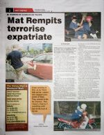 Page two, 'Hot News' - Mat Rempits Terrorise - ha!
